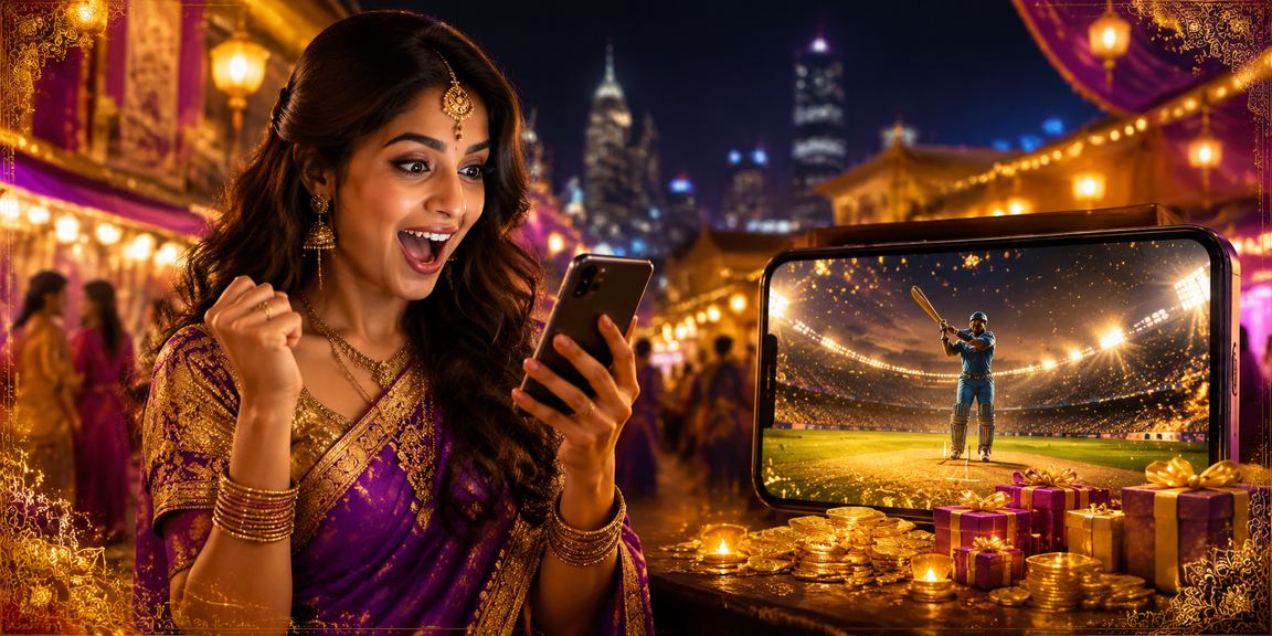 Night market in India with cricket betting theme